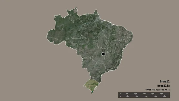 主要な地域部門と分離リオ グランデ スル地域とブラジルの荒廃した形状 ラベル 衛星画像 3Dレンダリング — ストック写真