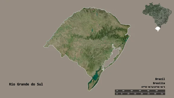 Forma Rio Grande Sul Estado Brasil Con Capital Aislada Sobre —  Fotos de Stock