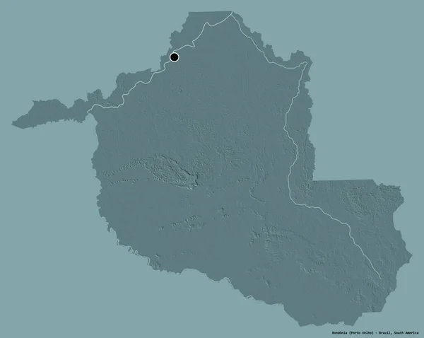 Forme Rondonia État Brésil Avec Capitale Isolée Sur Fond Couleur — Photo