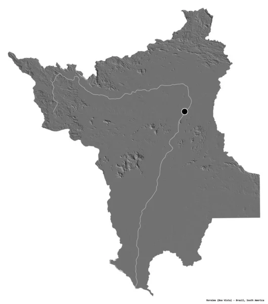 Forma Roraima Estado Brasil Con Capital Aislada Sobre Fondo Blanco — Foto de Stock