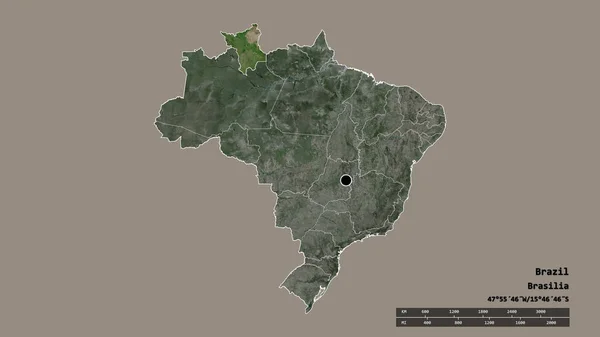 Brazília Kiszáradt Alakja Fővárosával Regionális Divízióval Különálló Roraima Területtel Címkék — Stock Fotó