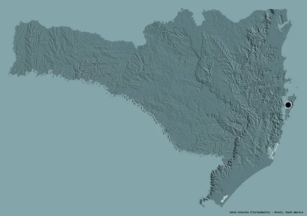 Form Santa Catarina Delstaten Brasilien Med Sin Huvudstad Isolerad Solid — Stockfoto