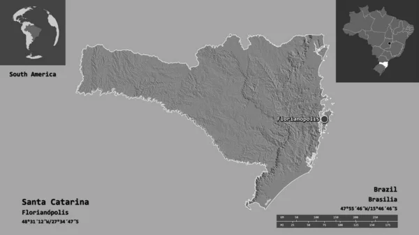 Форма Санта Катаріна Штат Бразилія Столиця Масштаб Відстаней Превью Етикетки — стокове фото