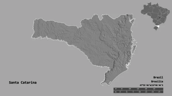 Forma Santa Catarina Estado Brasil Con Capital Aislada Sobre Fondo — Foto de Stock