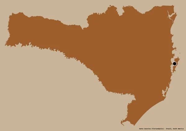 Shape Santa Catarina State Brazil Its Capital Isolated Solid Color — Stock Photo, Image