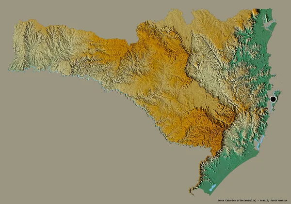 Forma Santa Catarina Estado Brasil Con Capital Aislada Sobre Fondo —  Fotos de Stock