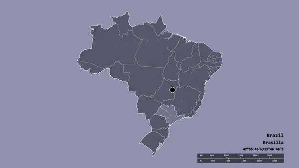 Forma Dessaturada Brasil Com Sua Capital Principal Divisão Regional Área — Fotografia de Stock