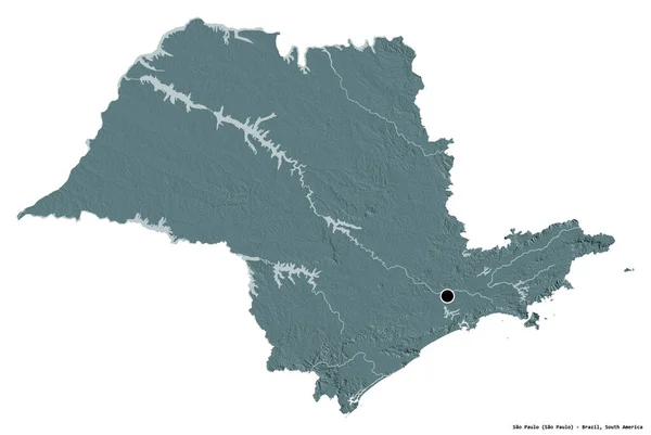 Forma Sao Paulo Estado Brasil Con Capital Aislada Sobre Fondo —  Fotos de Stock