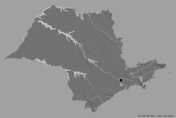 Tvar Sao Paula Stát Brazílie Hlavním Městem Izolovaným Pevném Barevném — Stock fotografie
