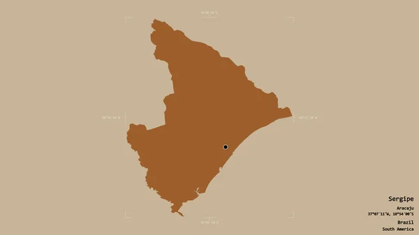 Oblast Sergipe Stát Brazílie Izolované Pevném Pozadí Georeferencované Hraniční Oblasti — Stock fotografie