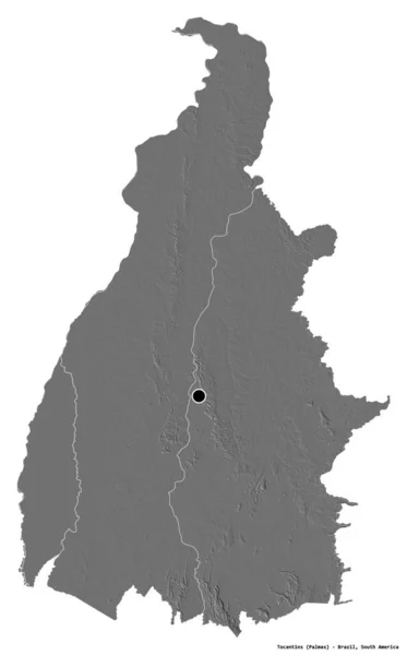 ブラジルの首都トカンティンスの形は 白い背景に隔離されています 標高マップ 3Dレンダリング — ストック写真