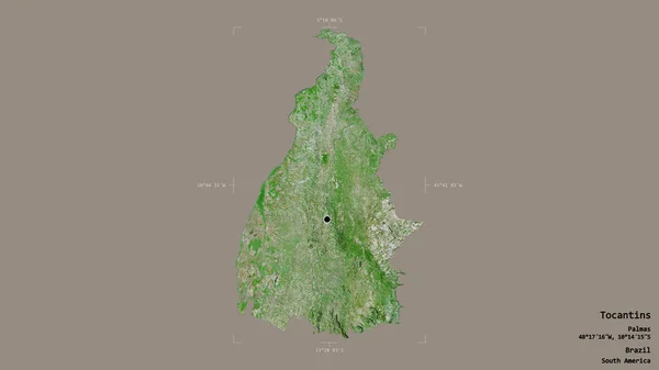 巴西州托坎廷斯市的一个地区 在一个地理参照框的坚实背景上被隔离 卫星图像 3D渲染 — 图库照片