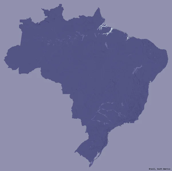 Forma Brasil Con Capital Aislado Sobre Fondo Color Sólido Mapa —  Fotos de Stock