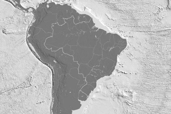 Uitgebreid Gebied Van Brazilië Met Landgrenzen Internationale Regionale Grenzen Hoogteverschil — Stockfoto