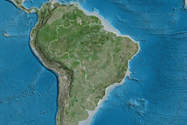 Uitgebreid Gebied Van Brazilië Met Landgrenzen Internationale Regionale Grenzen Satellietbeelden — Stockfoto