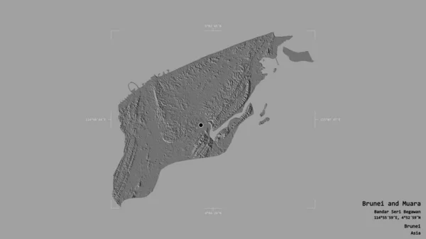 Area Brunei Muara District Brunei Isolated Solid Background Georeferenced Bounding — Stock Photo, Image