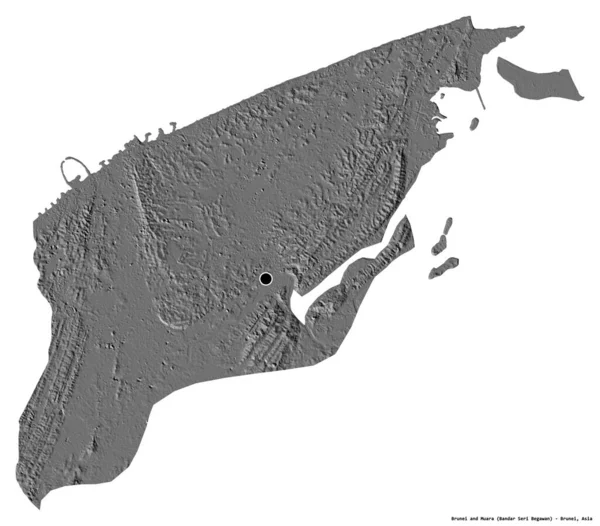 Form Brunei Och Muara Distriktet Brunei Med Dess Huvudstad Isolerad — Stockfoto