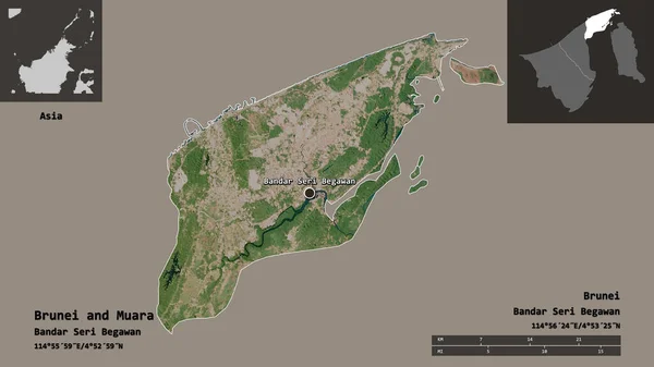 Tvar Brunej Muara Okres Brunej Jeho Hlavní Město Měřítko Vzdálenosti — Stock fotografie