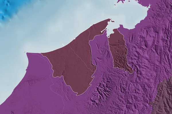 Área Estendida Brunei Com Contorno País Fronteiras Internacionais Regionais Mapa — Fotografia de Stock