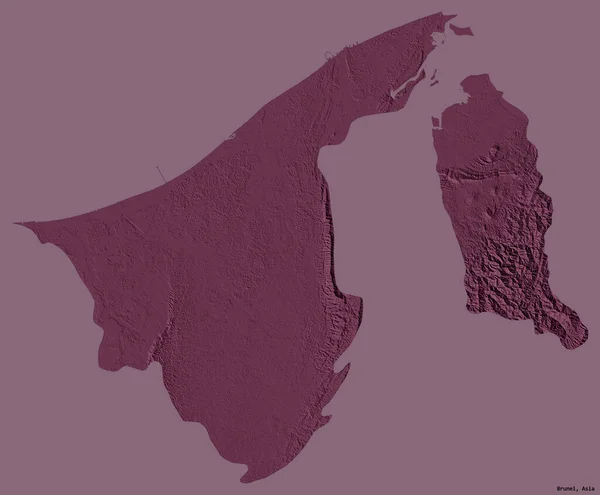 ブルネイの首都の形は しっかりとした色の背景に隔離されています 色の標高マップ 3Dレンダリング — ストック写真