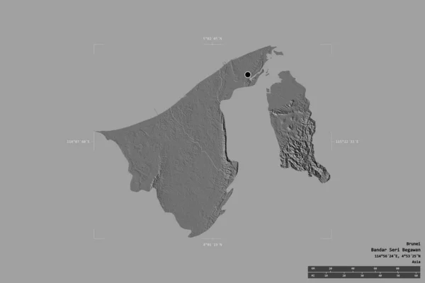 Área Brunei Aislada Sobre Fondo Sólido Una Caja Delimitadora Georeferenciada — Foto de Stock