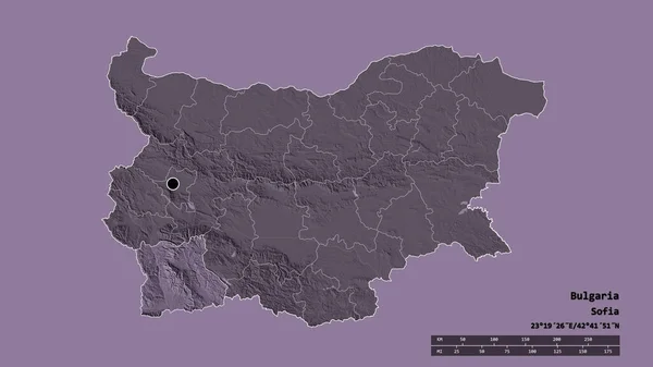 Bulgária Kiszáradt Alakja Fővárosával Regionális Körzetével Blagoevgrad Elválasztott Területével Címkék — Stock Fotó