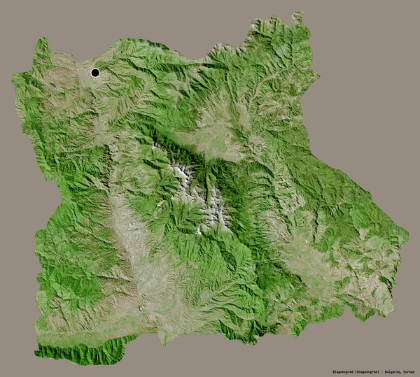保加利亚省布拉戈耶夫格勒的形状 其首都以纯色背景隔离 卫星图像 3D渲染 — 图库照片