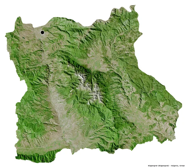保加利亚省布拉戈耶夫格勒的形状 其首都被白色背景隔离 卫星图像 3D渲染 — 图库照片
