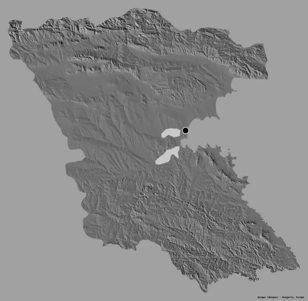 Tvar Burgasu Provincie Bulharsko Hlavním Městem Izolovaným Pevném Barevném Pozadí — Stock fotografie