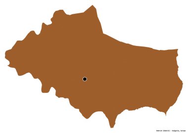 Bulgaristan 'ın Dobrich ili, başkenti beyaz arka planda izole edilmiş. Desenli dokuların bileşimi. 3B görüntüleme