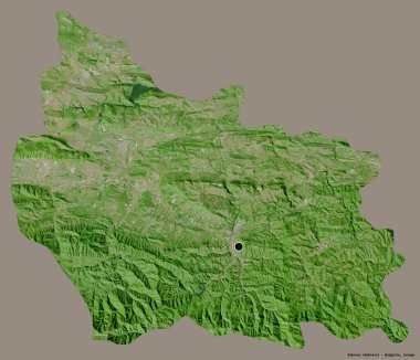 Bulgaristan 'ın Gabrovo ili, başkenti katı bir renk zeminine sahip. Uydu görüntüleri. 3B görüntüleme