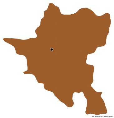 Bulgaristan 'ın başkenti beyaz arka planda izole edilmiş olan Grad Sofiya' nın şekli. Desenli dokuların bileşimi. 3B görüntüleme