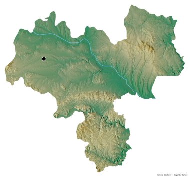 Bulgaristan 'ın Haskovo ili, başkenti beyaz arka planda izole edilmiş. Topografik yardım haritası. 3B görüntüleme