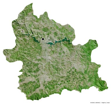 Bulgaristan 'ın Kardzhali ili, başkenti beyaz arka planda izole edilmiş. Uydu görüntüleri. 3B görüntüleme