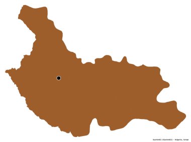 Bulgaristan 'ın başkenti Kyustendil' in beyaz arka planda izole edilmiş şekli. Desenli dokuların bileşimi. 3B görüntüleme