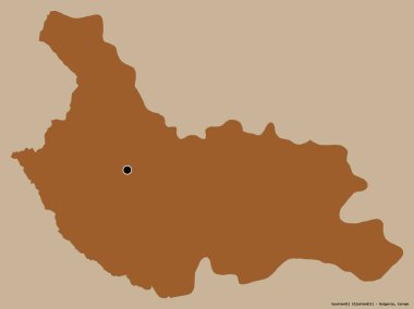 Bulgaristan 'ın Kyustendil ili, başkenti katı renk arka planına izole edilmiş durumda. Desenli dokuların bileşimi. 3B görüntüleme