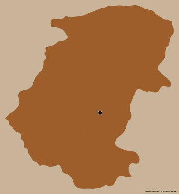 Bulgaristan 'ın Montana eyaleti, başkenti katı renk arka planına izole edilmiş durumda. Desenli dokuların bileşimi. 3B görüntüleme