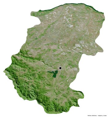 Bulgaristan 'ın Montana ili, başkenti beyaz arka planda izole edilmiş durumda. Uydu görüntüleri. 3B görüntüleme