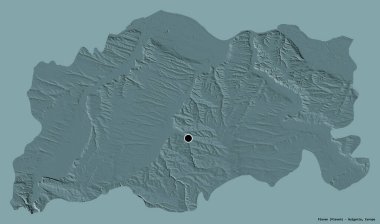 Bulgaristan 'ın Pleven ili, başkenti katı bir renk zeminine izole edilmiş durumda. Renkli yükseklik haritası. 3B görüntüleme