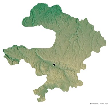 Bulgaristan 'ın Razgrad eyaleti, başkenti beyaz arka planda izole edilmiş. Topografik yardım haritası. 3B görüntüleme