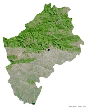 Bulgaristan 'ın Sliven ili, başkenti beyaz arka planda izole edilmiş. Uydu görüntüleri. 3B görüntüleme