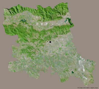 Bulgaristan 'ın Stara Zagora eyaleti, başkenti katı bir renk zeminine sahip. Uydu görüntüleri. 3B görüntüleme