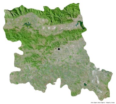 Bulgaristan 'ın başkenti Stara Zagora' nın beyaz arka planda izole edilmiş şekli. Uydu görüntüleri. 3B görüntüleme