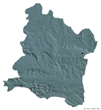 Bulgaristan 'ın Varna ili, başkenti beyaz arka planda izole edilmiş durumda. Renkli yükseklik haritası. 3B görüntüleme