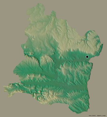 Bulgaristan 'ın Varna ili, başkenti katı bir renk zemininde izole edilmiş durumda. Topografik yardım haritası. 3B görüntüleme