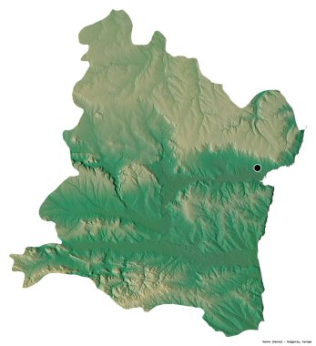 Bulgaristan 'ın Varna ili, başkenti beyaz arka planda izole edilmiş durumda. Topografik yardım haritası. 3B görüntüleme