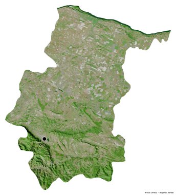 Bulgaristan 'ın Vratsa ili, başkenti beyaz arka planda izole edilmiş durumda. Uydu görüntüleri. 3B görüntüleme