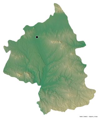 Bulgaristan 'ın Yambol ili, başkenti beyaz arka planda izole edilmiş durumda. Topografik yardım haritası. 3B görüntüleme