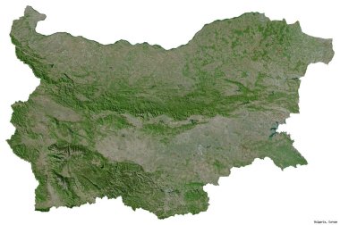 Başkenti beyaz arka planda izole edilmiş Bulgaristan 'ın şekli. Uydu görüntüleri. 3B görüntüleme