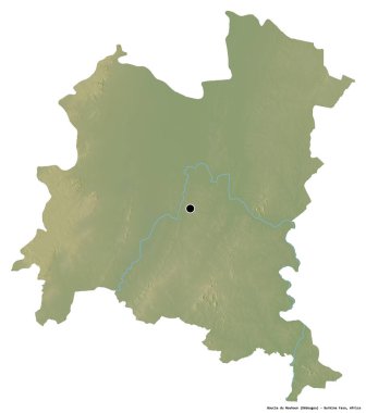 Burkina Faso 'nun başkenti Boucle du Mouhoun' un beyaz arka planda izole edilmiş hali. Topografik yardım haritası. 3B görüntüleme